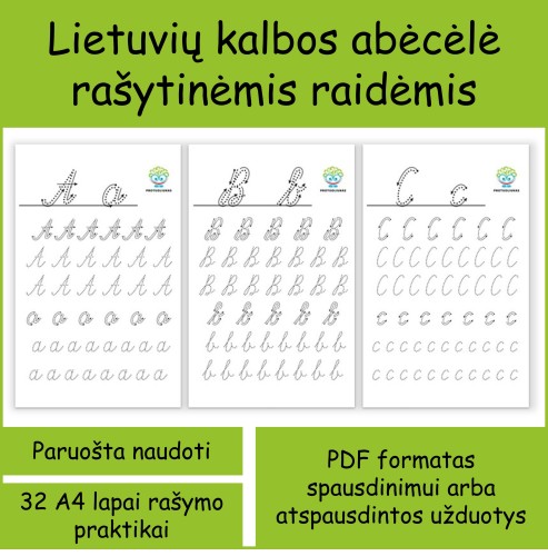 Abėcėlė rašytinėmis raidėmis (Nr. P96)