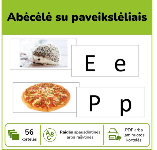 Abėcėlė su paveikslėliais (Nr. P66)