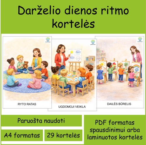 Darželio dienotvarkės (dienos ritmo) kortelės (Nr. P149)