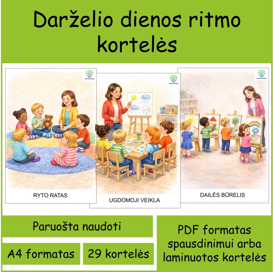 Darželio dienotvarkės (dienos ritmo) kortelės (Nr. P149)