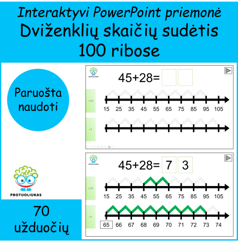Dviženklių skaičių sudėtis 100 ribose (Nr. 210)