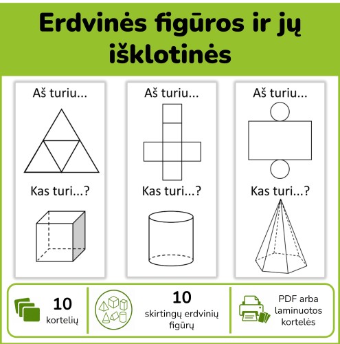 Erdvinės figūros ir jų išklotinės (Nr. P63)