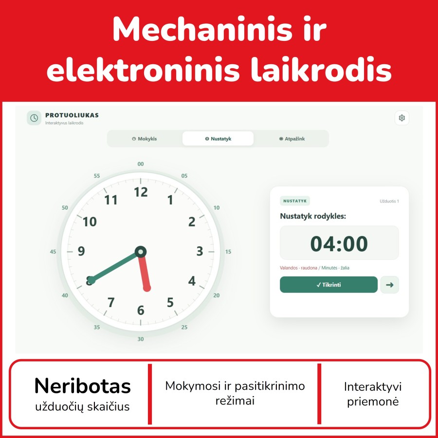 Interaktyvus laikrodis (Nr. H1)