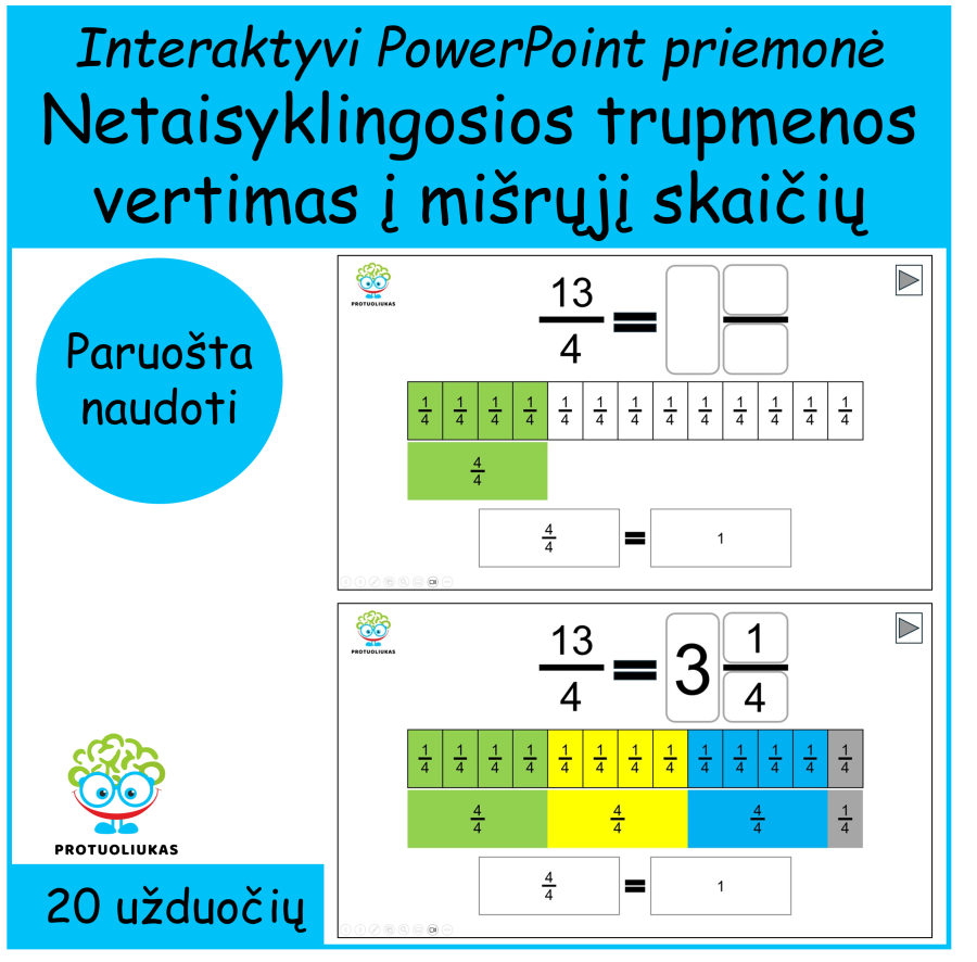 Netaisyklingosios trupmenos vertimas į mišrųjį skaičių (Nr. 211)