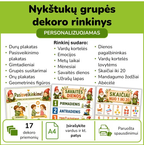 Nykštukų grupės dekoro rinkinys (Nr. P180)
