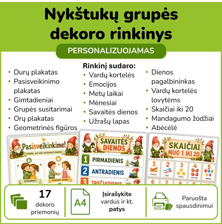 Nykštukų grupės dekoro rinkinys (Nr. P180)