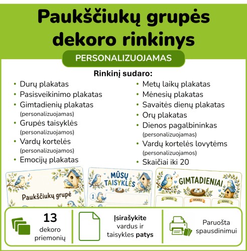 Paukščiukų grupės dekoro rinkinys (Nr. P183)