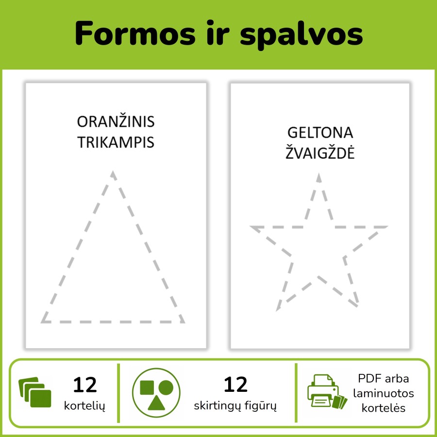Plokštumos figūros ir spalvos (Nr. P37)