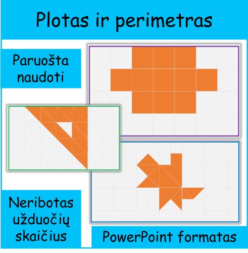 Plotas, perimetras ir plokštumos figūros (Nr. 15)