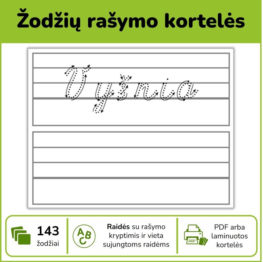 Rašymo kortelės (Nr. P87)