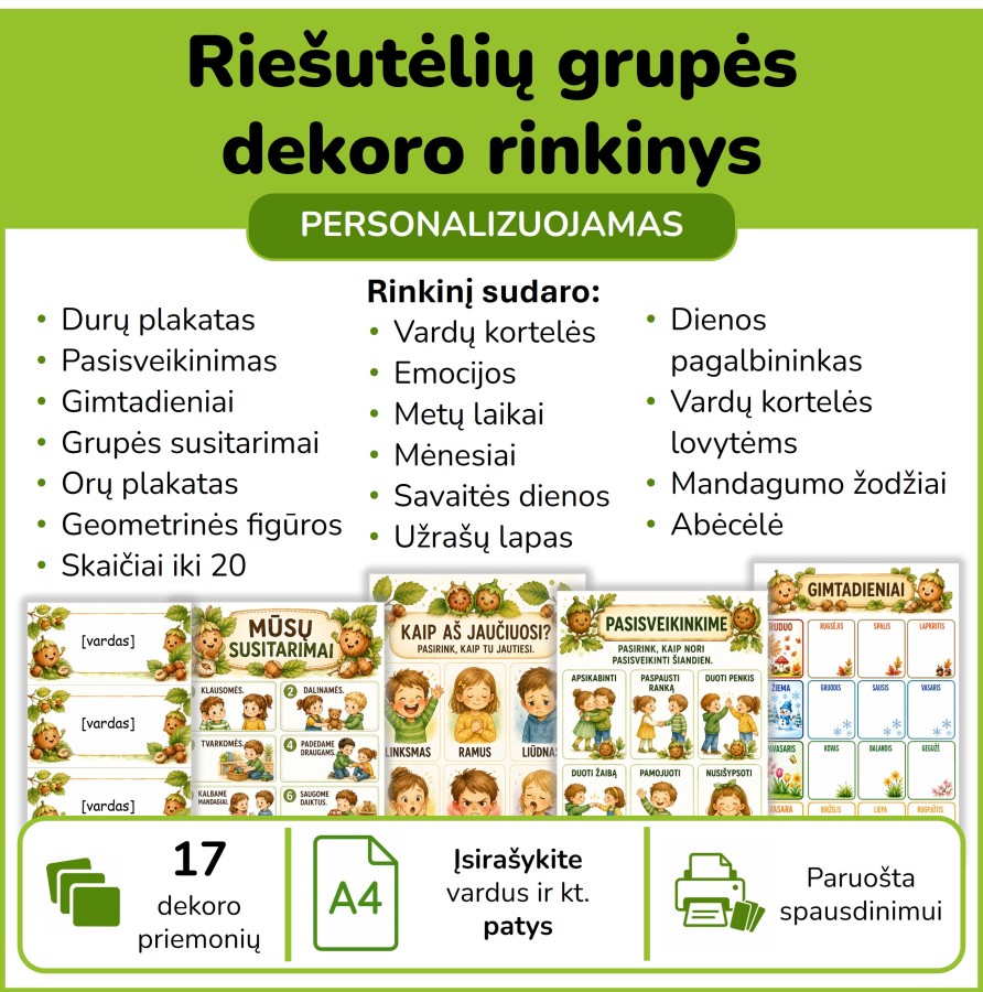 Riešutėlių grupės dekoro rinkinys (Nr. P225)