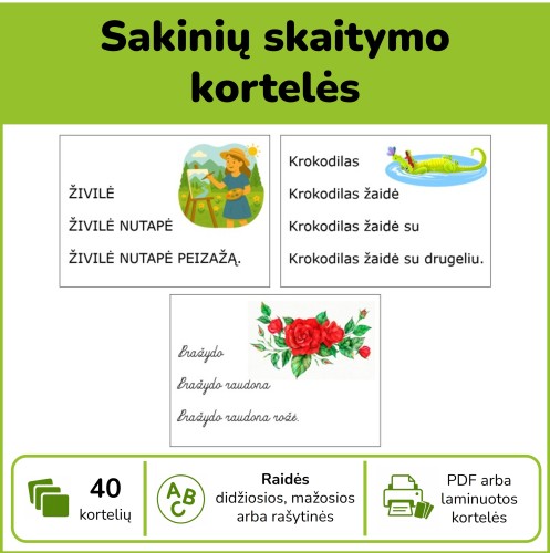 Sakinių skaitymo kortelės (Nr. P98)