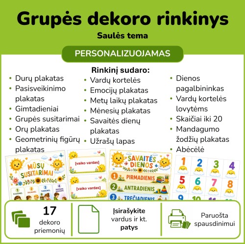 Saulučių / spinduliukų grupės dekoro rinkinys (Nr. P210)