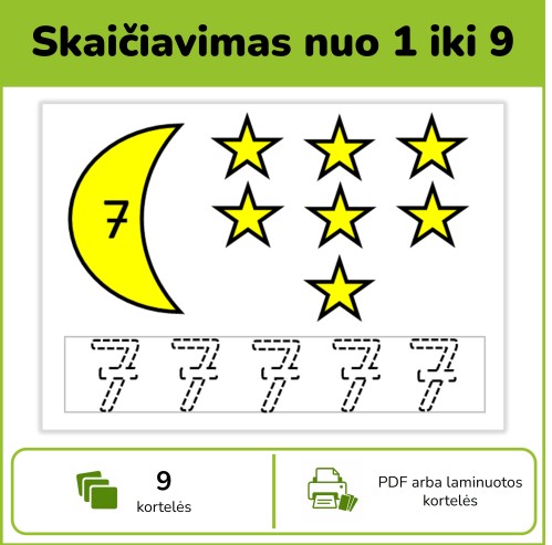 Skaičiai nuo 1 iki 9 (Nr. P16)