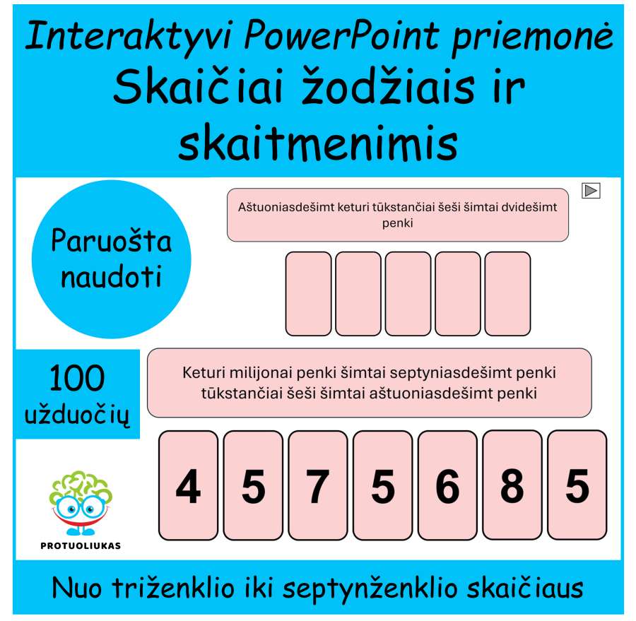 Skaičiai žodžiais ir skaitmenimis (Nr. 215)