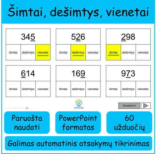Skaitmens vieta skaičiuje (Nr. 251)