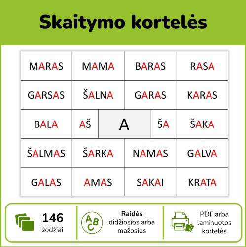Skaitymo kortelės (Nr. P31)