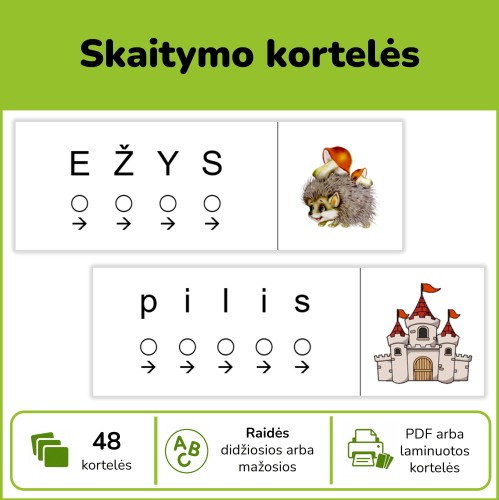 Skaitymo kortelės (Nr. P45)