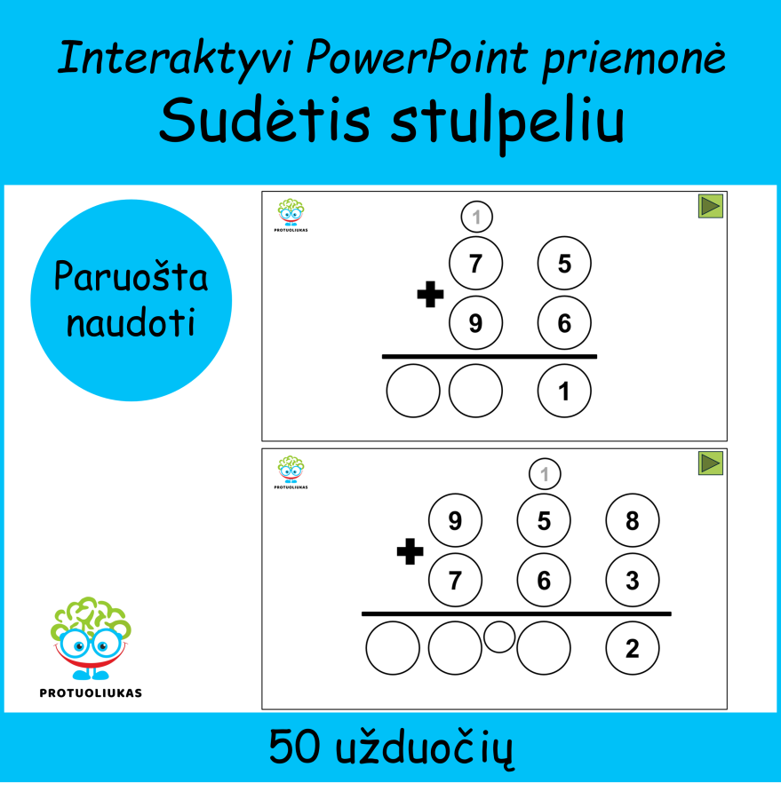Sudėtis stulpeliu (šablonas) (Nr. 202)
