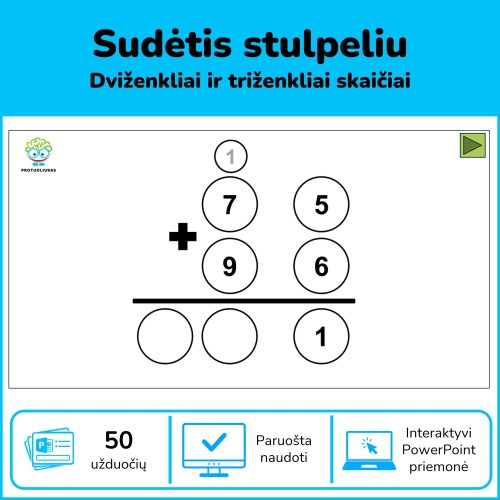 Sudėtis stulpeliu (šablonas) (Nr. 202)