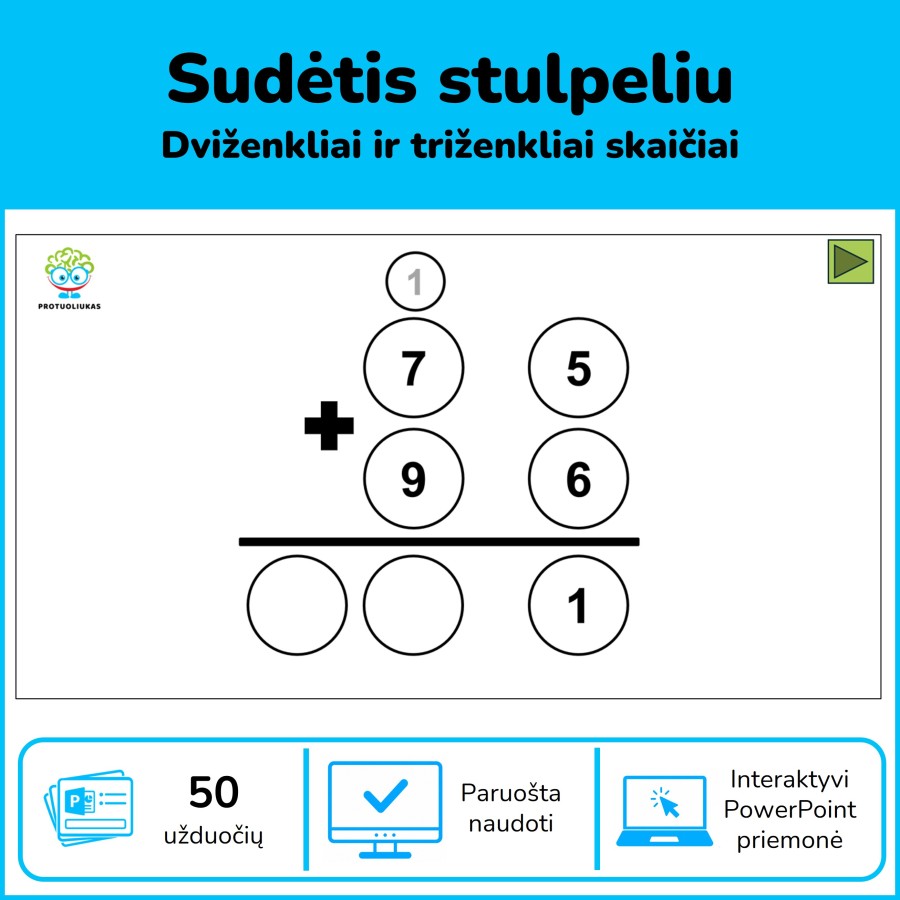 Sudėtis stulpeliu (šablonas) (Nr. 202)
