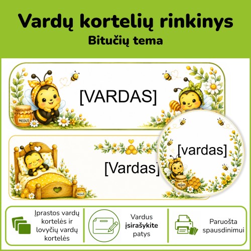 Vardų kortelės bitučių tema (Nr. P204)