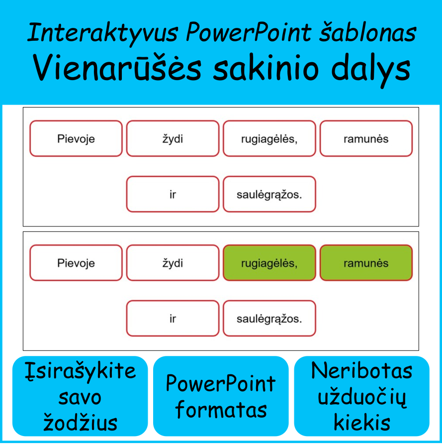 Vienarūšės sakinio dalys (šablonas) (Nr. 203)