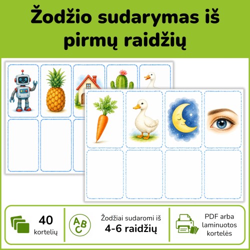 Žodžio sudarymas iš pirmų raidžių (Nr. P224)