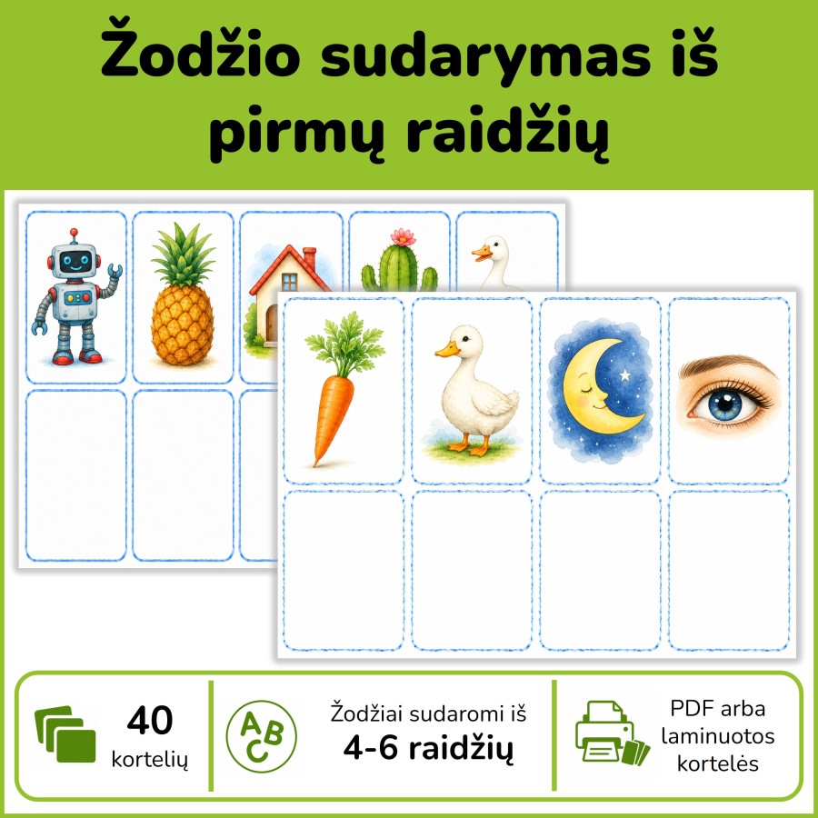 Žodžio sudarymas iš pirmų raidžių (Nr. P224)