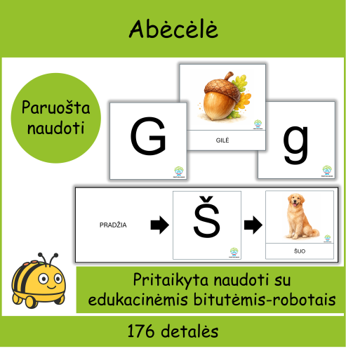 Abėcėlė – tinka Bee-Bot edukacinėms bitutėms  (Nr. P131)