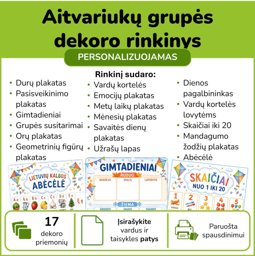 Aitvariukų grupės dekoro rinkinys (Nr. P208) Aitvariukų grupės dekoro rinkinys (Nr. P208)