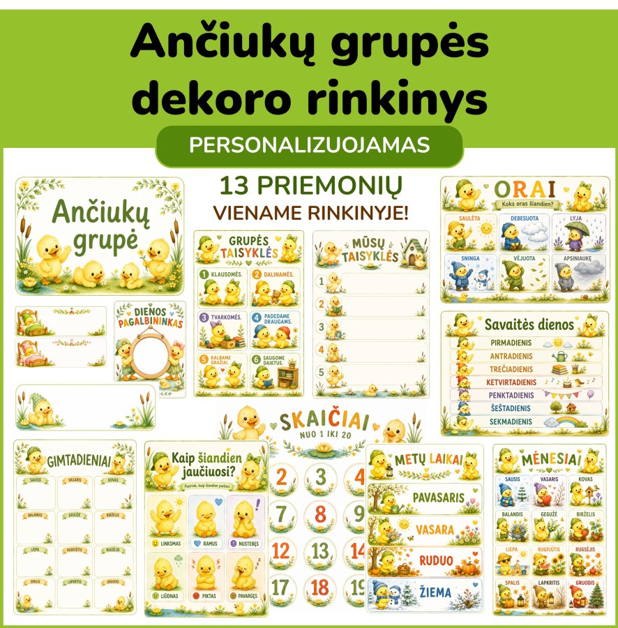 Ančiukų grupės dekoro rinkinys (Nr. P181)