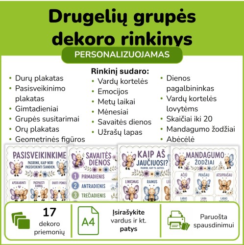 Drugelių grupės dekoro rinkinys (Nr. P212)