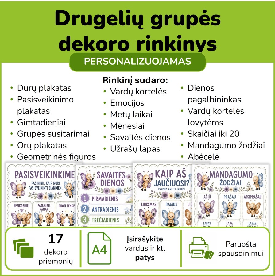 Drugelių grupės dekoro rinkinys (Nr. P212) Drugelių grupės dekoro rinkinys (Nr. P212)