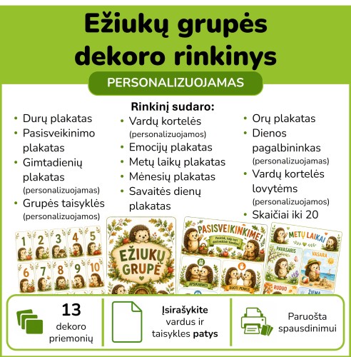 Ežiukų grupės dekoro rinkinys (Nr. P192)