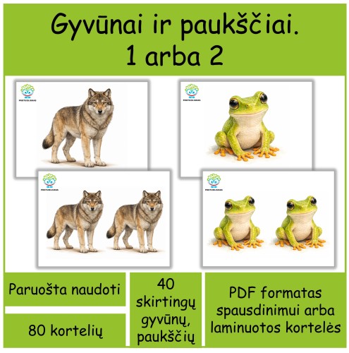 Gyvūnai ir paukščiai | 1 arba 2 (Nr. P155)