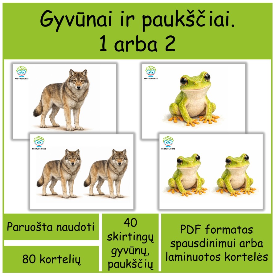 Gyvūnai ir paukščiai | 1 arba 2 (Nr. P155)
