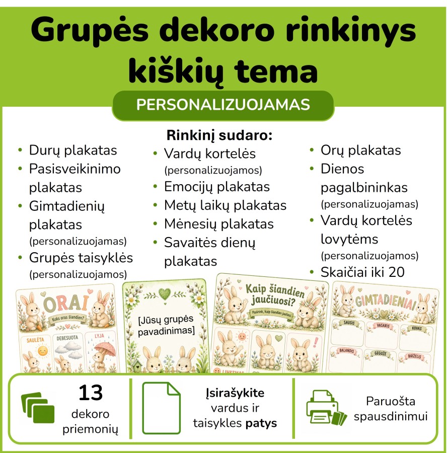 Kiškučių grupės dekoro rinkinys (Nr. P191)