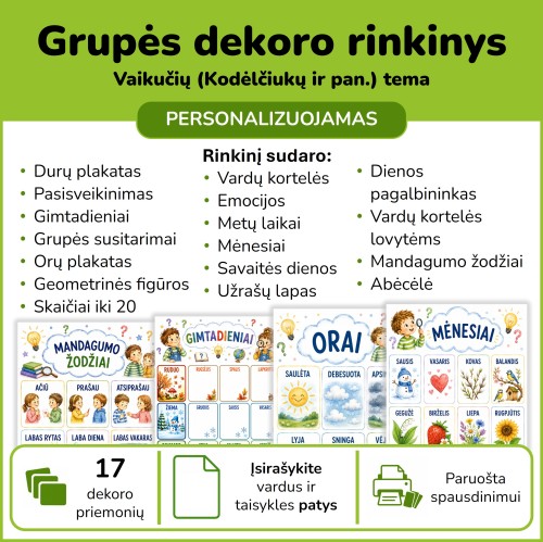 Kodėlčiukų grupės dekoro rinkinys (Nr. P221)