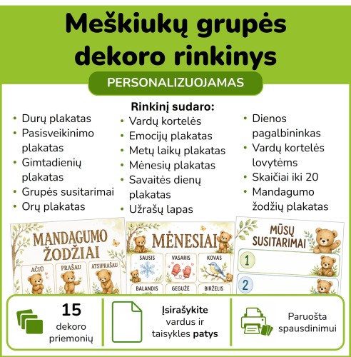 Meškiukų grupės dekoro rinkinys (Nr. P198)