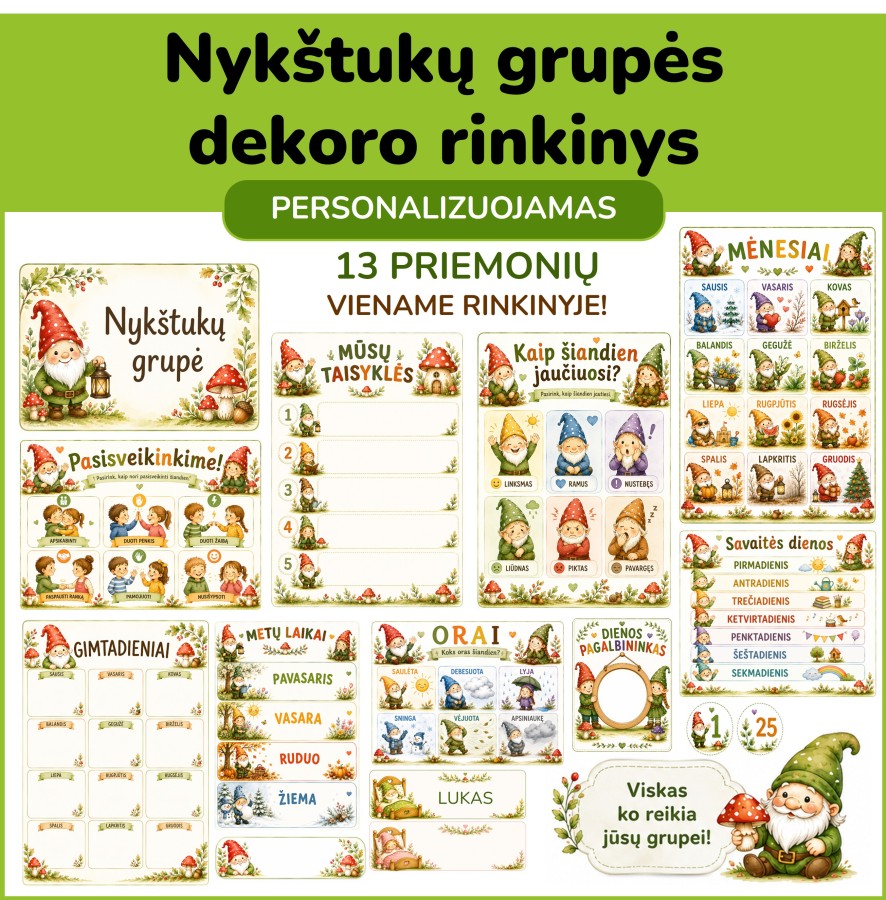 Nykštukų grupės dekoro rinkinys (Nr. P180)