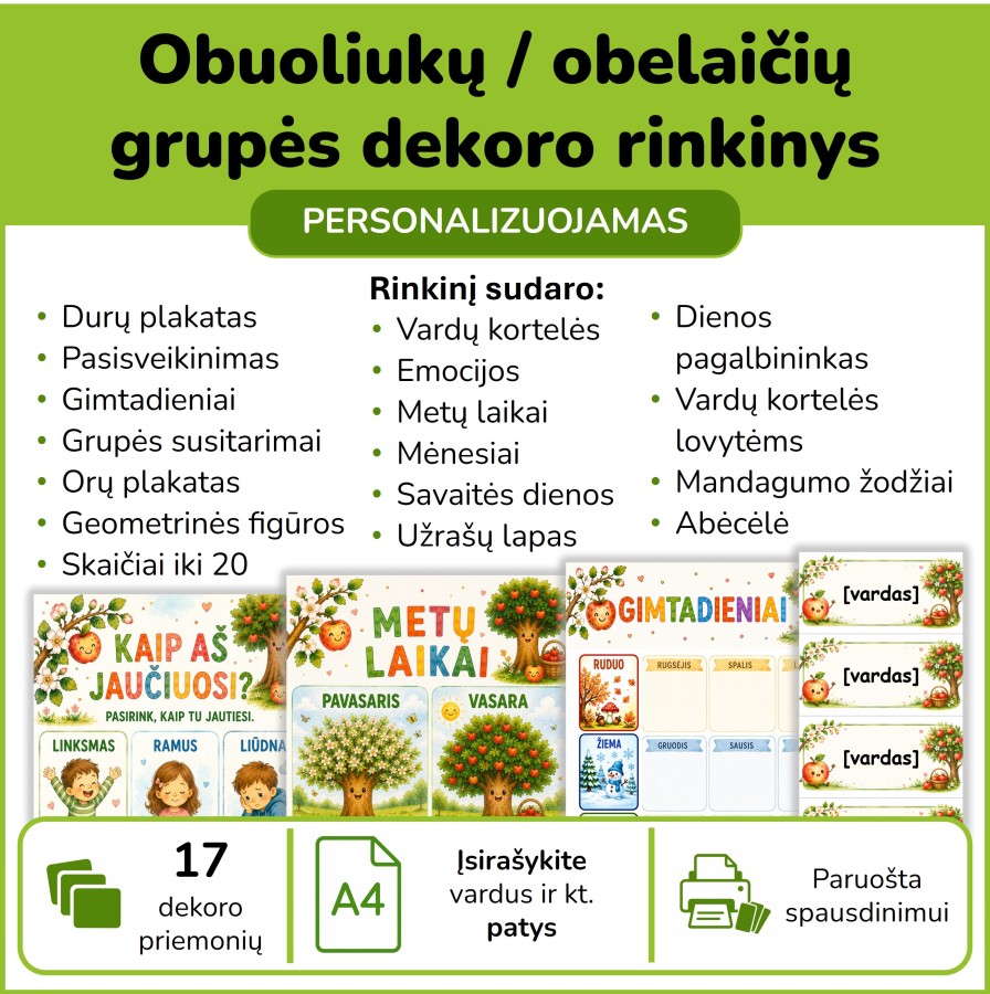 Obuoliukų / obelaičių grupės dekoro rinkinys (Nr. P228)