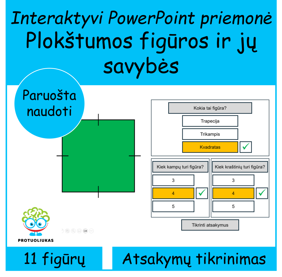 Plokštumos figūros ir jų savybės (Nr. 233)