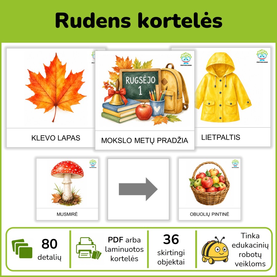 Rudens kortelės | Tinka Bee-bot edukacinėms bitutėms (Nr. P171) Rudens kortelės | Tinka Bee-bot edukacinėms bitutėms (Nr. P171)