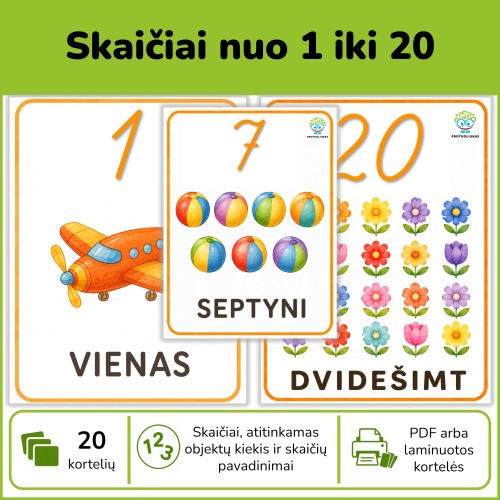 Skaičiai iki 20 | Skaičių rašymas (Nr. P207)