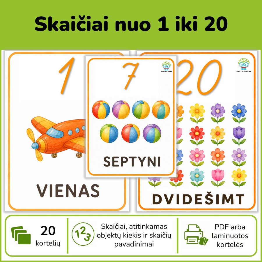Skaičiai iki 20 | Skaičių rašymas (Nr. P207) Skaičiai iki 20 | Skaičių rašymas (Nr. P207)