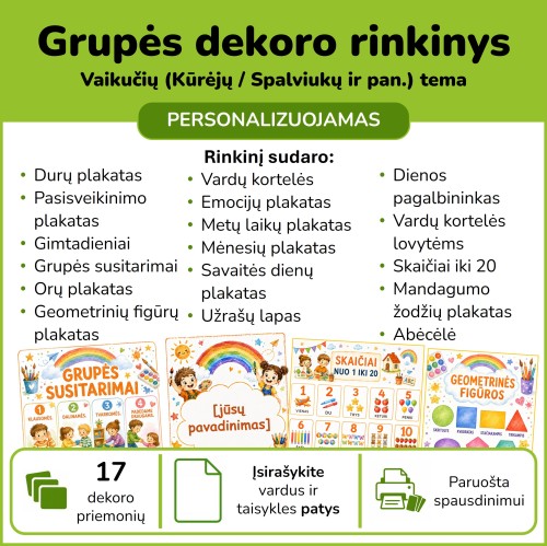 Spalviukų, kūrėjų grupės dekoro rinkinys (Nr. P209)