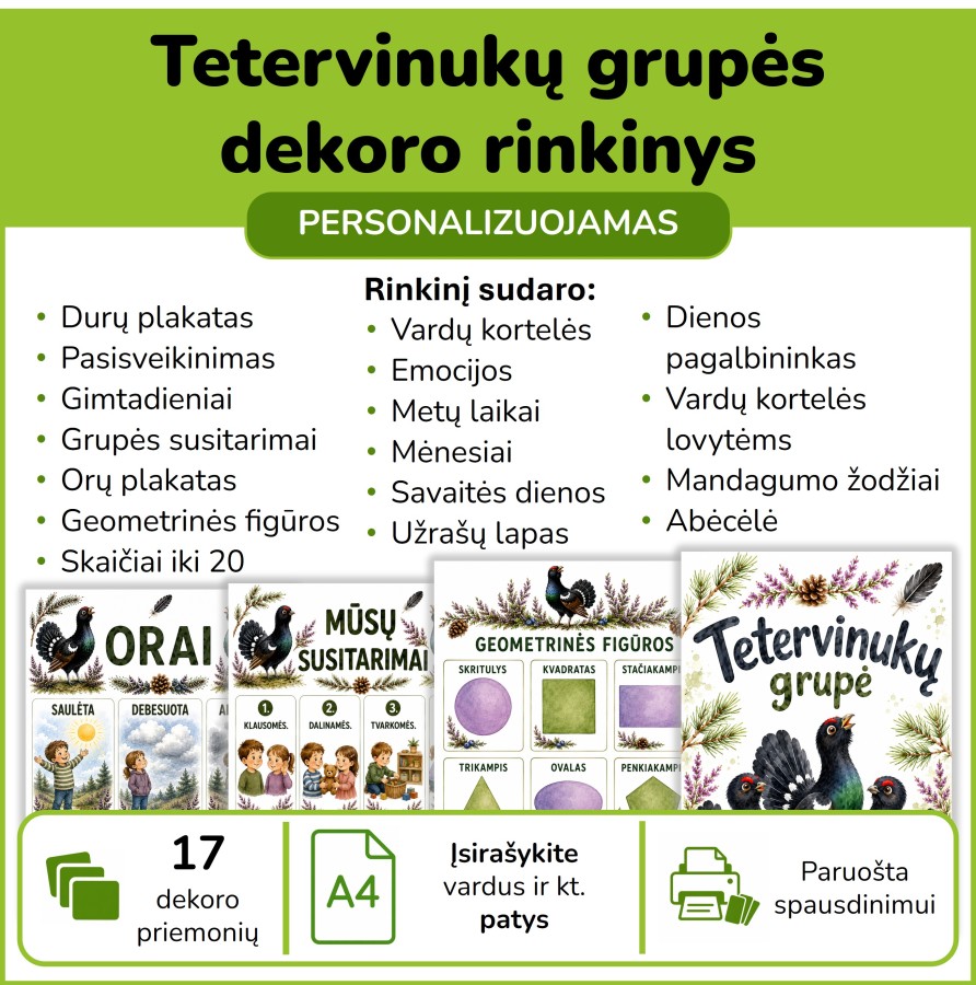 Tetervinukų grupės dekoro rinkinys (Nr. P223)