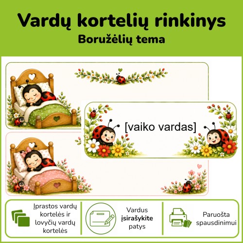 Vardų kortelės boružėlių tema (Nr. P205)