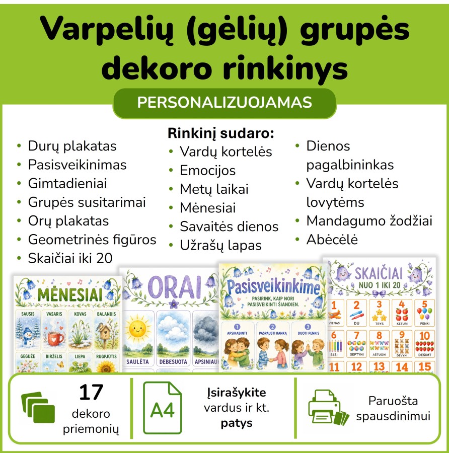 Varpelių grupės dekoro rinkinys (Nr. P229) Varpelių grupės dekoro rinkinys (Nr. P229)